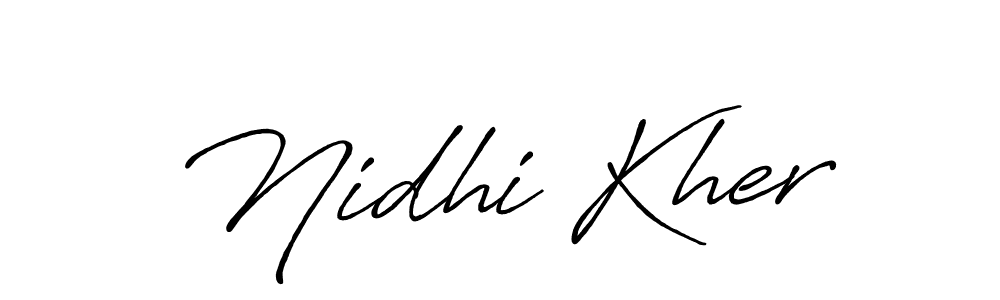 Nidhi Kher stylish signature style. Best Handwritten Sign (Antro_Vectra_Bolder) for my name. Handwritten Signature Collection Ideas for my name Nidhi Kher. Nidhi Kher signature style 7 images and pictures png