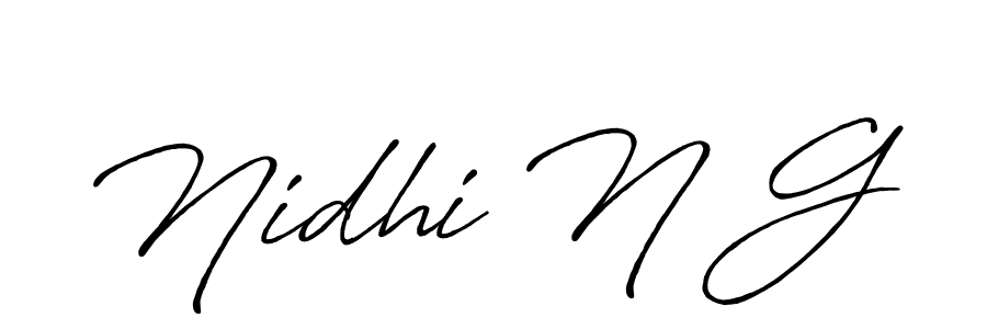 Make a beautiful signature design for name Nidhi N G. With this signature (Antro_Vectra_Bolder) style, you can create a handwritten signature for free. Nidhi N G signature style 7 images and pictures png