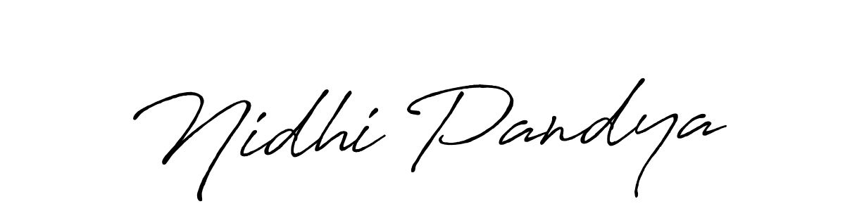 Make a beautiful signature design for name Nidhi Pandya. With this signature (Antro_Vectra_Bolder) style, you can create a handwritten signature for free. Nidhi Pandya signature style 7 images and pictures png
