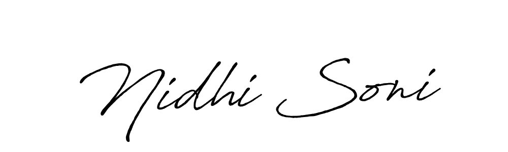 How to make Nidhi Soni name signature. Use Antro_Vectra_Bolder style for creating short signs online. This is the latest handwritten sign. Nidhi Soni signature style 7 images and pictures png