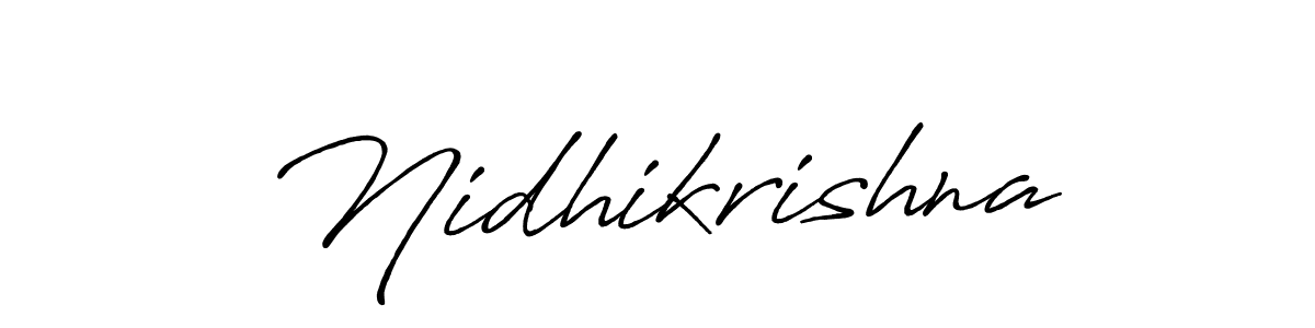 How to make Nidhikrishna name signature. Use Antro_Vectra_Bolder style for creating short signs online. This is the latest handwritten sign. Nidhikrishna signature style 7 images and pictures png