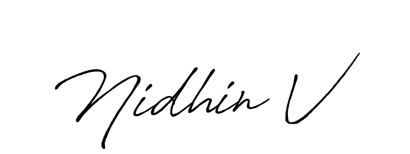 Create a beautiful signature design for name Nidhin V. With this signature (Antro_Vectra_Bolder) fonts, you can make a handwritten signature for free. Nidhin V signature style 7 images and pictures png