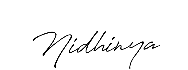 Make a beautiful signature design for name Nidhinya. With this signature (Antro_Vectra_Bolder) style, you can create a handwritten signature for free. Nidhinya signature style 7 images and pictures png