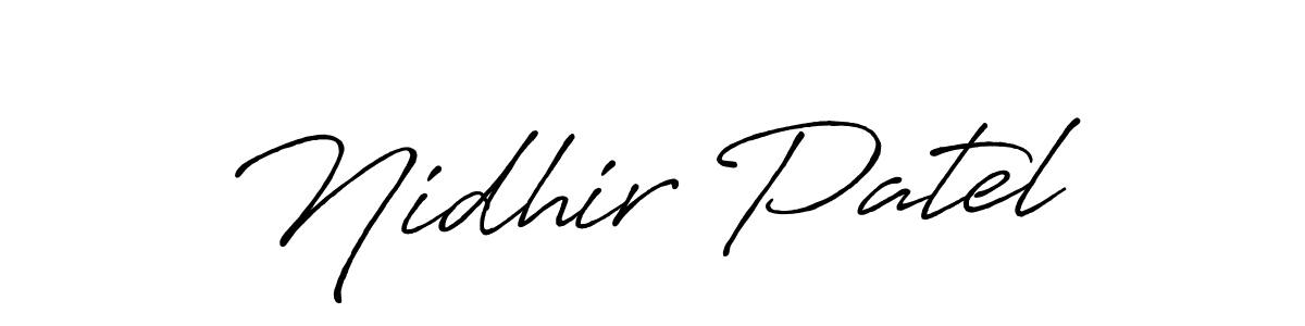 Use a signature maker to create a handwritten signature online. With this signature software, you can design (Antro_Vectra_Bolder) your own signature for name Nidhir Patel. Nidhir Patel signature style 7 images and pictures png