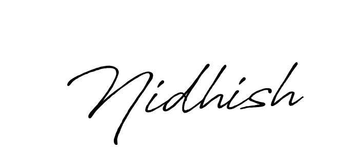 if you are searching for the best signature style for your name Nidhish. so please give up your signature search. here we have designed multiple signature styles  using Antro_Vectra_Bolder. Nidhish signature style 7 images and pictures png