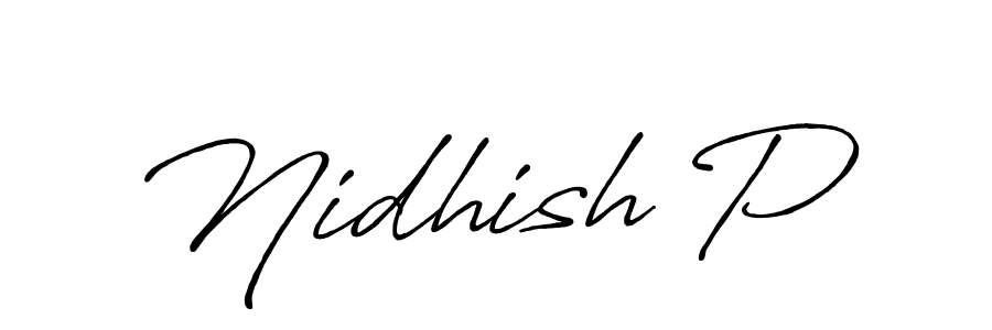 Similarly Antro_Vectra_Bolder is the best handwritten signature design. Signature creator online .You can use it as an online autograph creator for name Nidhish P. Nidhish P signature style 7 images and pictures png