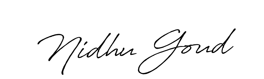 Use a signature maker to create a handwritten signature online. With this signature software, you can design (Antro_Vectra_Bolder) your own signature for name Nidhu Goud. Nidhu Goud signature style 7 images and pictures png
