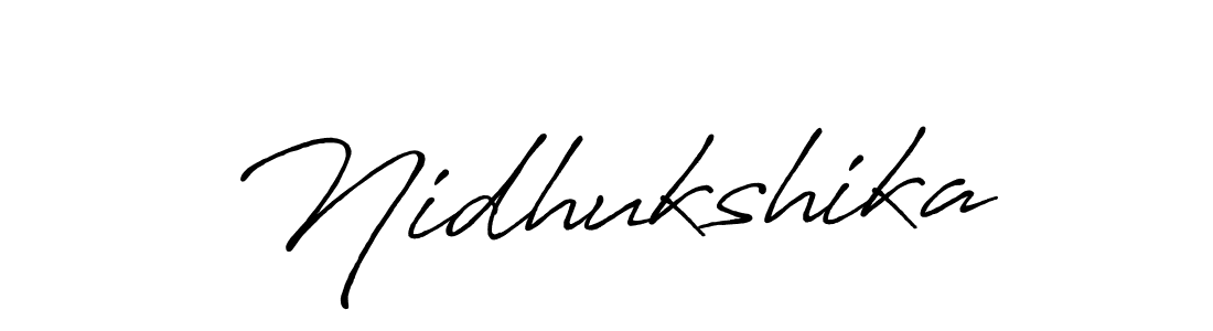 Make a beautiful signature design for name Nidhukshika. With this signature (Antro_Vectra_Bolder) style, you can create a handwritten signature for free. Nidhukshika signature style 7 images and pictures png