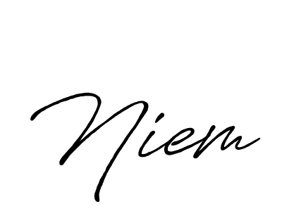 Also You can easily find your signature by using the search form. We will create Niem name handwritten signature images for you free of cost using Antro_Vectra_Bolder sign style. Niem signature style 7 images and pictures png