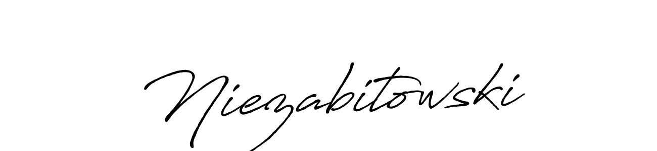How to make Niezabitowski name signature. Use Antro_Vectra_Bolder style for creating short signs online. This is the latest handwritten sign. Niezabitowski signature style 7 images and pictures png