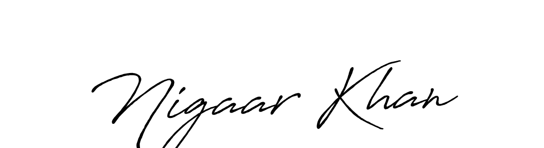 Create a beautiful signature design for name Nigaar Khan. With this signature (Antro_Vectra_Bolder) fonts, you can make a handwritten signature for free. Nigaar Khan signature style 7 images and pictures png