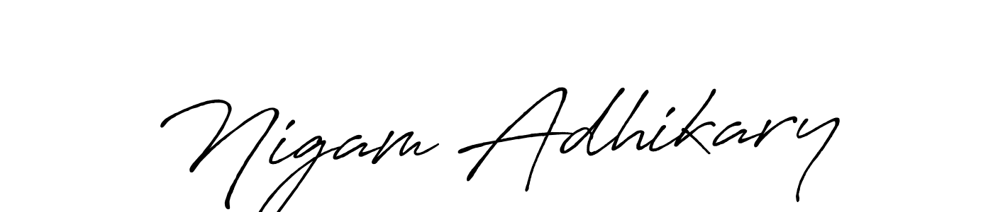 Antro_Vectra_Bolder is a professional signature style that is perfect for those who want to add a touch of class to their signature. It is also a great choice for those who want to make their signature more unique. Get Nigam Adhikary name to fancy signature for free. Nigam Adhikary signature style 7 images and pictures png