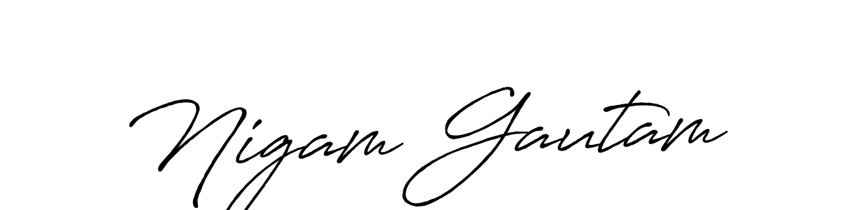 How to make Nigam Gautam name signature. Use Antro_Vectra_Bolder style for creating short signs online. This is the latest handwritten sign. Nigam Gautam signature style 7 images and pictures png