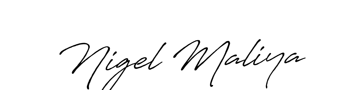 How to make Nigel Maliya name signature. Use Antro_Vectra_Bolder style for creating short signs online. This is the latest handwritten sign. Nigel Maliya signature style 7 images and pictures png