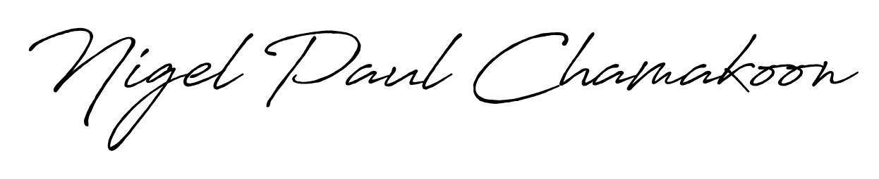 Create a personalized artistic stamp with Nigel Paul Chamakoon in Antro_Vectra_Bolder font. Perfect for visual artists, designers, and influencers. Nigel Paul Chamakoon signature style 7 images and pictures png