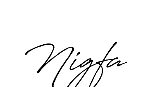 Use a signature maker to create a handwritten signature online. With this signature software, you can design (Antro_Vectra_Bolder) your own signature for name Nigfa. Nigfa signature style 7 images and pictures png