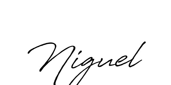 Niguel stylish signature style. Best Handwritten Sign (Antro_Vectra_Bolder) for my name. Handwritten Signature Collection Ideas for my name Niguel. Niguel signature style 7 images and pictures png