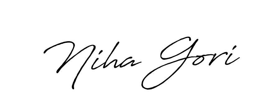 How to make Niha Gori name signature. Use Antro_Vectra_Bolder style for creating short signs online. This is the latest handwritten sign. Niha Gori signature style 7 images and pictures png