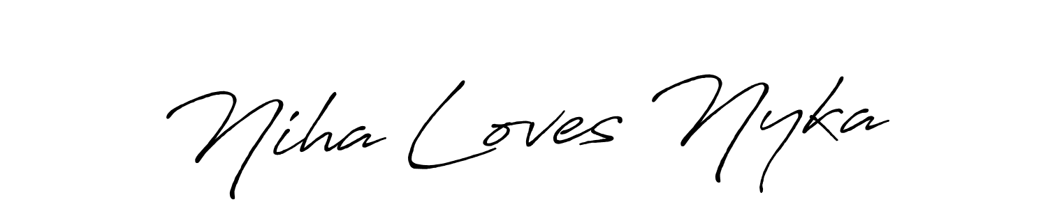 Make a beautiful signature design for name Niha Loves Nyka. With this signature (Antro_Vectra_Bolder) style, you can create a handwritten signature for free. Niha Loves Nyka signature style 7 images and pictures png