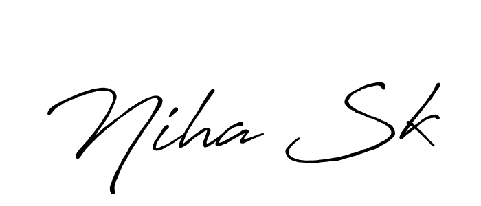 Create a beautiful signature design for name Niha Sk. With this signature (Antro_Vectra_Bolder) fonts, you can make a handwritten signature for free. Niha Sk signature style 7 images and pictures png