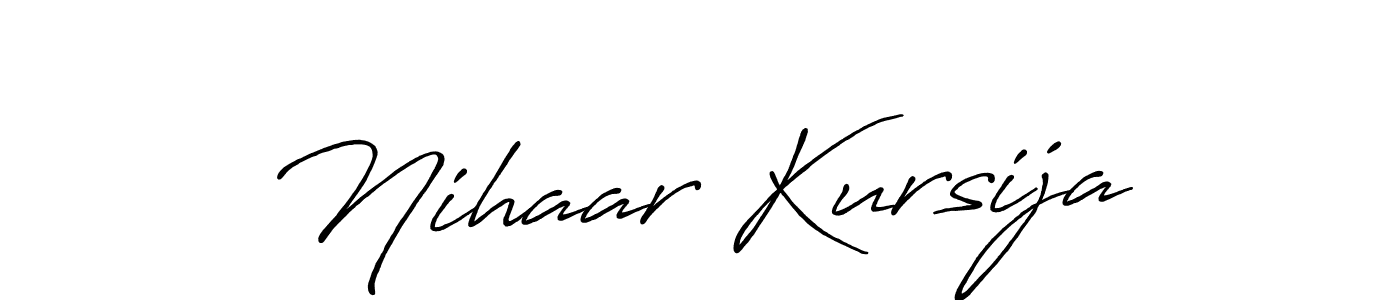 Create a beautiful signature design for name Nihaar Kursija. With this signature (Antro_Vectra_Bolder) fonts, you can make a handwritten signature for free. Nihaar Kursija signature style 7 images and pictures png