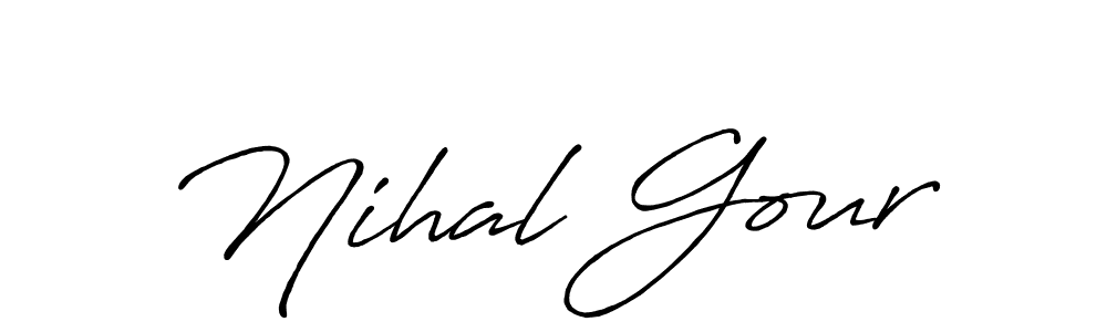 if you are searching for the best signature style for your name Nihal Gour. so please give up your signature search. here we have designed multiple signature styles  using Antro_Vectra_Bolder. Nihal Gour signature style 7 images and pictures png