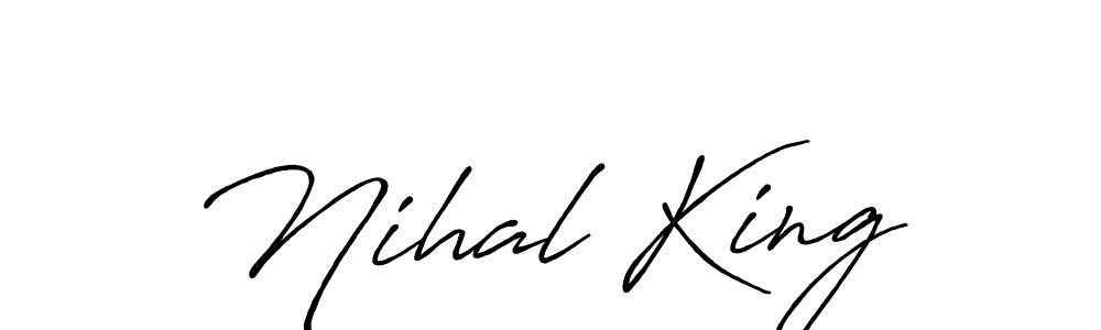 if you are searching for the best signature style for your name Nihal King. so please give up your signature search. here we have designed multiple signature styles  using Antro_Vectra_Bolder. Nihal King signature style 7 images and pictures png