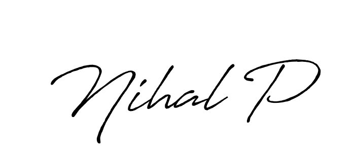 Similarly Antro_Vectra_Bolder is the best handwritten signature design. Signature creator online .You can use it as an online autograph creator for name Nihal P. Nihal P signature style 7 images and pictures png