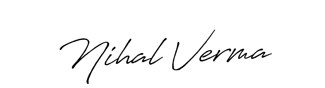 How to make Nihal Verma name signature. Use Antro_Vectra_Bolder style for creating short signs online. This is the latest handwritten sign. Nihal Verma signature style 7 images and pictures png