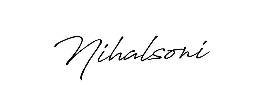 Make a beautiful signature design for name Nihalsoni. With this signature (Antro_Vectra_Bolder) style, you can create a handwritten signature for free. Nihalsoni signature style 7 images and pictures png