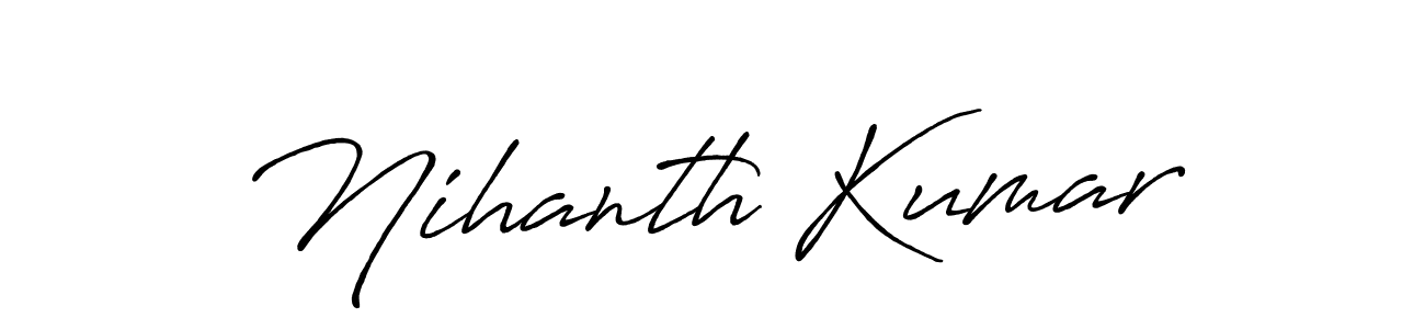 The best way (Antro_Vectra_Bolder) to make a short signature is to pick only two or three words in your name. The name Nihanth Kumar include a total of six letters. For converting this name. Nihanth Kumar signature style 7 images and pictures png