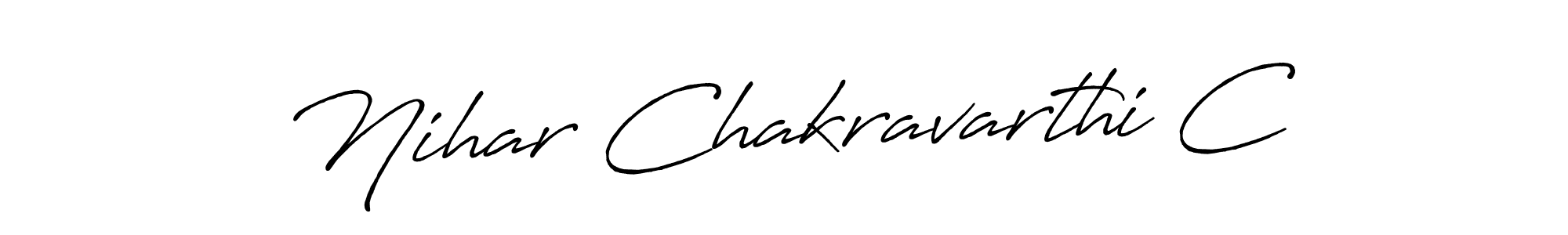 The best way (Antro_Vectra_Bolder) to make a short signature is to pick only two or three words in your name. The name Nihar Chakravarthi C include a total of six letters. For converting this name. Nihar Chakravarthi C signature style 7 images and pictures png
