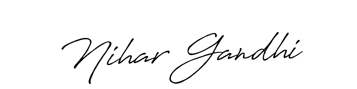 The best way (Antro_Vectra_Bolder) to make a short signature is to pick only two or three words in your name. The name Nihar Gandhi include a total of six letters. For converting this name. Nihar Gandhi signature style 7 images and pictures png