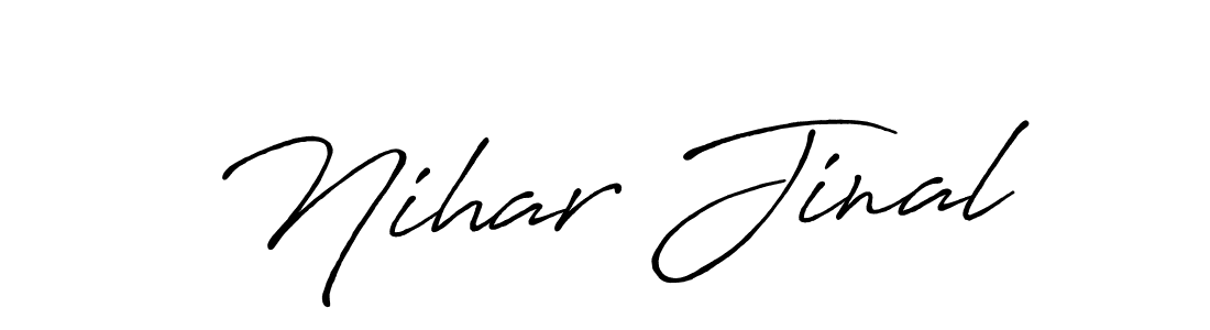 You should practise on your own different ways (Antro_Vectra_Bolder) to write your name (Nihar Jinal) in signature. don't let someone else do it for you. Nihar Jinal signature style 7 images and pictures png