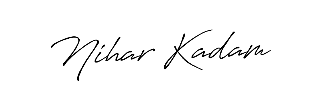 The best way (Antro_Vectra_Bolder) to make a short signature is to pick only two or three words in your name. The name Nihar Kadam include a total of six letters. For converting this name. Nihar Kadam signature style 7 images and pictures png