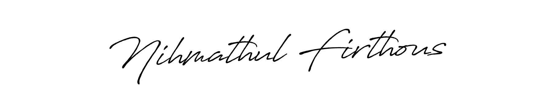 Similarly Antro_Vectra_Bolder is the best handwritten signature design. Signature creator online .You can use it as an online autograph creator for name Nihmathul Firthous. Nihmathul Firthous signature style 7 images and pictures png