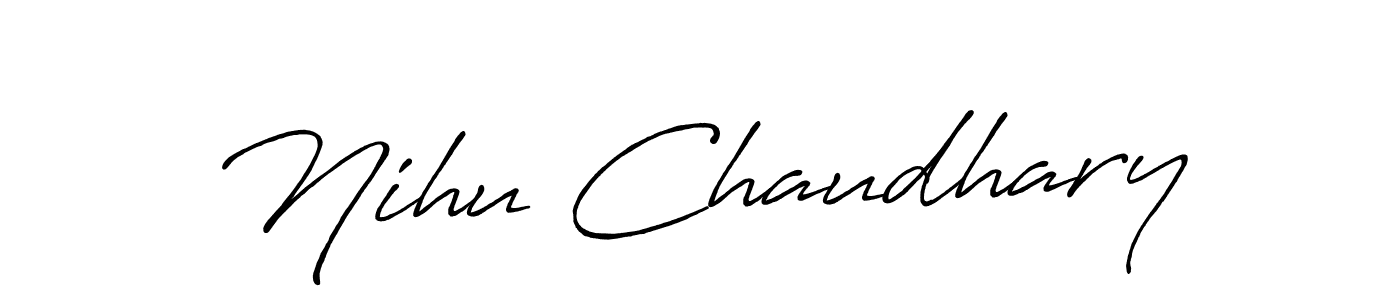 Make a beautiful signature design for name Nihu Chaudhary. With this signature (Antro_Vectra_Bolder) style, you can create a handwritten signature for free. Nihu Chaudhary signature style 7 images and pictures png