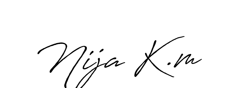 Create a beautiful signature design for name Nija K.m. With this signature (Antro_Vectra_Bolder) fonts, you can make a handwritten signature for free. Nija K.m signature style 7 images and pictures png