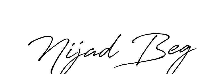 How to make Nijad Beg name signature. Use Antro_Vectra_Bolder style for creating short signs online. This is the latest handwritten sign. Nijad Beg signature style 7 images and pictures png