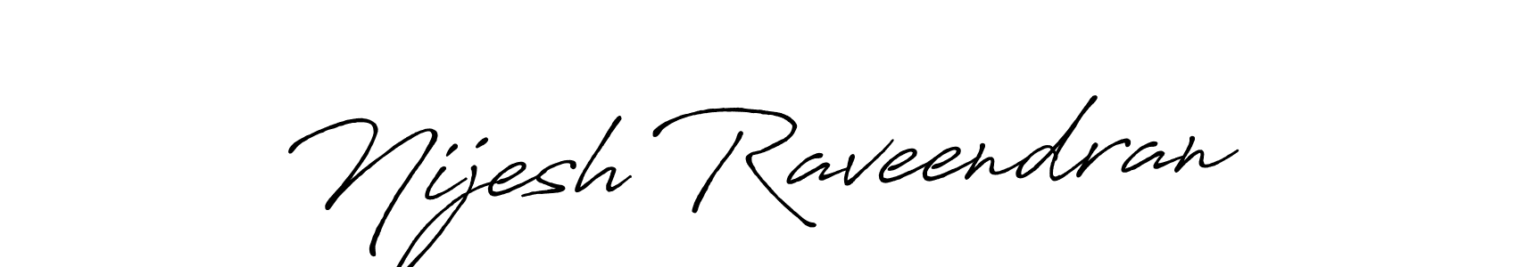 How to make Nijesh Raveendran name signature. Use Antro_Vectra_Bolder style for creating short signs online. This is the latest handwritten sign. Nijesh Raveendran signature style 7 images and pictures png