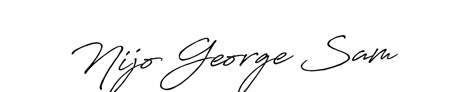 Use a signature maker to create a handwritten signature online. With this signature software, you can design (Antro_Vectra_Bolder) your own signature for name Nijo George Sam. Nijo George Sam signature style 7 images and pictures png