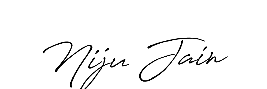 Make a beautiful signature design for name Niju Jain. With this signature (Antro_Vectra_Bolder) style, you can create a handwritten signature for free. Niju Jain signature style 7 images and pictures png