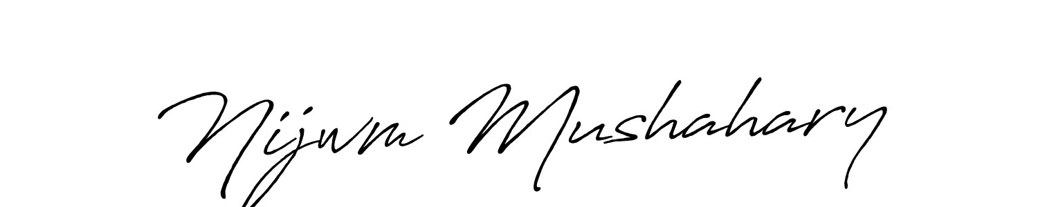 Nijwm Mushahary stylish signature style. Best Handwritten Sign (Antro_Vectra_Bolder) for my name. Handwritten Signature Collection Ideas for my name Nijwm Mushahary. Nijwm Mushahary signature style 7 images and pictures png