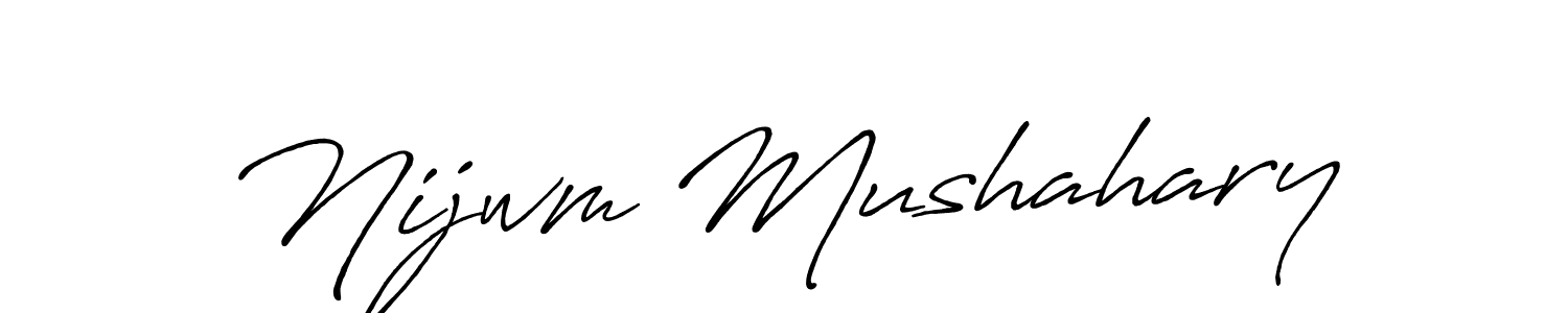 The best way (Antro_Vectra_Bolder) to make a short signature is to pick only two or three words in your name. The name Nijwm Mushahary include a total of six letters. For converting this name. Nijwm Mushahary signature style 7 images and pictures png