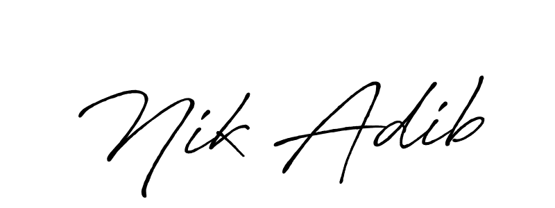 How to make Nik Adib name signature. Use Antro_Vectra_Bolder style for creating short signs online. This is the latest handwritten sign. Nik Adib signature style 7 images and pictures png