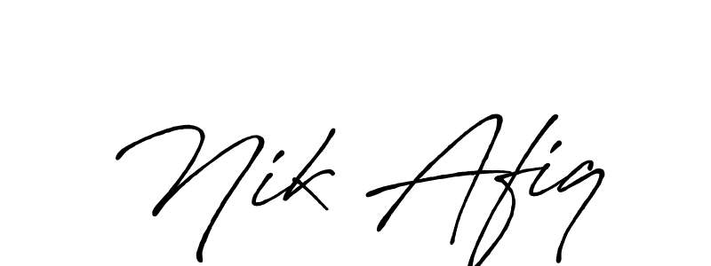 Design your own signature with our free online signature maker. With this signature software, you can create a handwritten (Antro_Vectra_Bolder) signature for name Nik Afiq. Nik Afiq signature style 7 images and pictures png