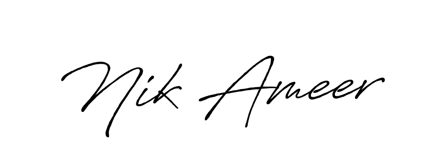 if you are searching for the best signature style for your name Nik Ameer. so please give up your signature search. here we have designed multiple signature styles  using Antro_Vectra_Bolder. Nik Ameer signature style 7 images and pictures png