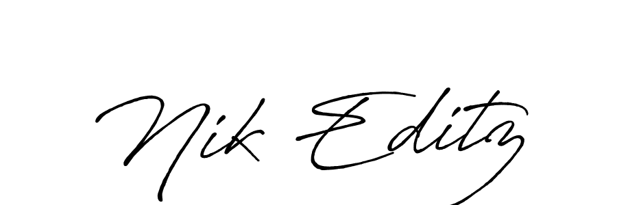 Create a beautiful signature design for name Nik Editz. With this signature (Antro_Vectra_Bolder) fonts, you can make a handwritten signature for free. Nik Editz signature style 7 images and pictures png