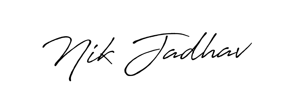 Also You can easily find your signature by using the search form. We will create Nik Jadhav name handwritten signature images for you free of cost using Antro_Vectra_Bolder sign style. Nik Jadhav signature style 7 images and pictures png