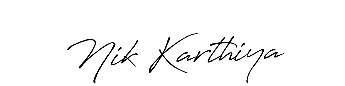 How to make Nik Karthiya name signature. Use Antro_Vectra_Bolder style for creating short signs online. This is the latest handwritten sign. Nik Karthiya signature style 7 images and pictures png
